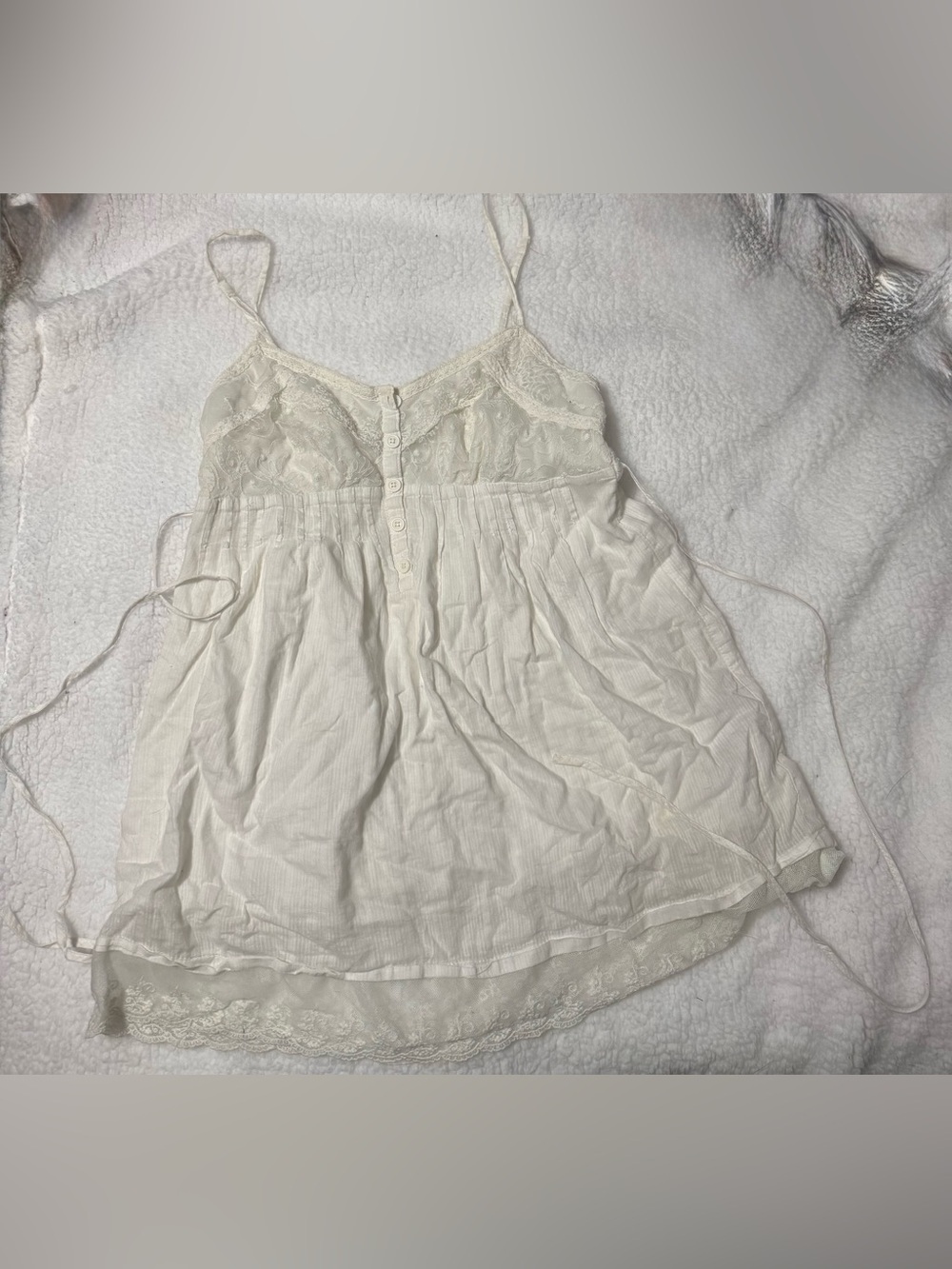 Vintage Forever 21 Cream Lace-Trim babydoll cami top